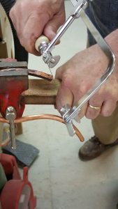 Cutting a pleasing line in copper tube for cat fountain