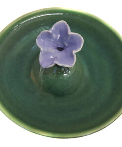 A gorgeous cat fountain in a Petunia design with a Lavender Blue blossom and a Deep Spruce fountain bowl. Water fills the blossom and streams into the bowl. Excellent for long hair cats. * 3.25 inches high by 12