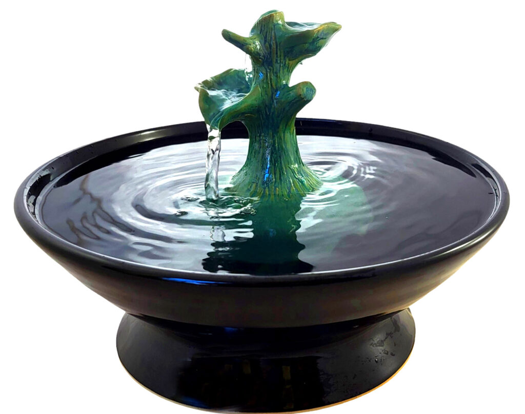 Cat water fountain Brackentree in Desert Dawn glaze