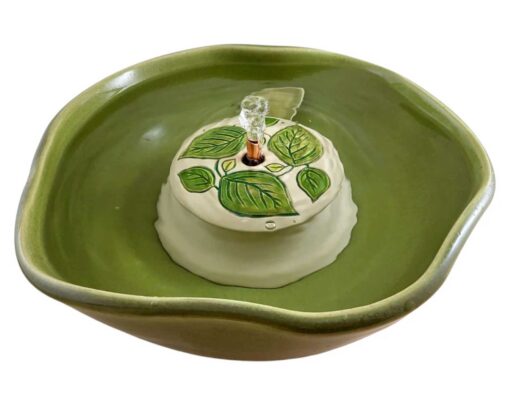 Leaf Garland Ceramic Cat Water Fountain