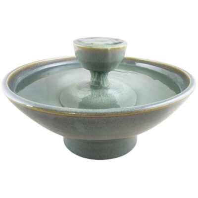 Green Jasper Piazza Enhanced Style  Ceramic Cat Fountain (14 Cup)