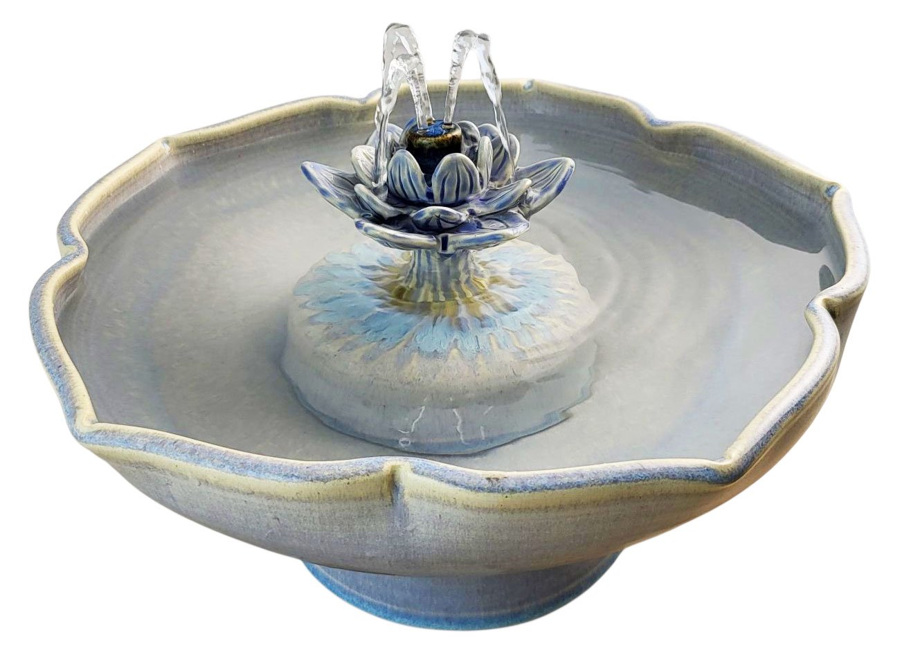 Waterlily Spray Enhanced Style Ceramic Cat Water Fountain (17 Cup)