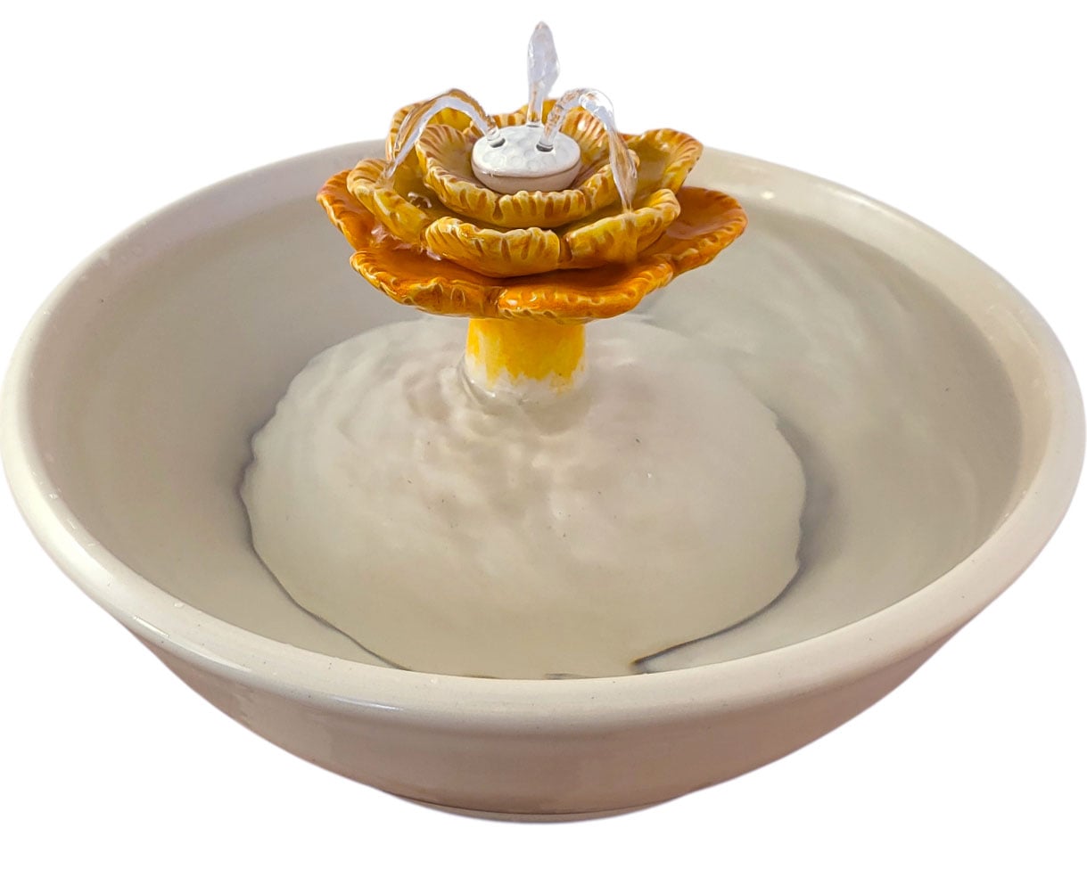 Dahlia Spray Original Style Ceramic Cat Water Fountain (9 Cup)