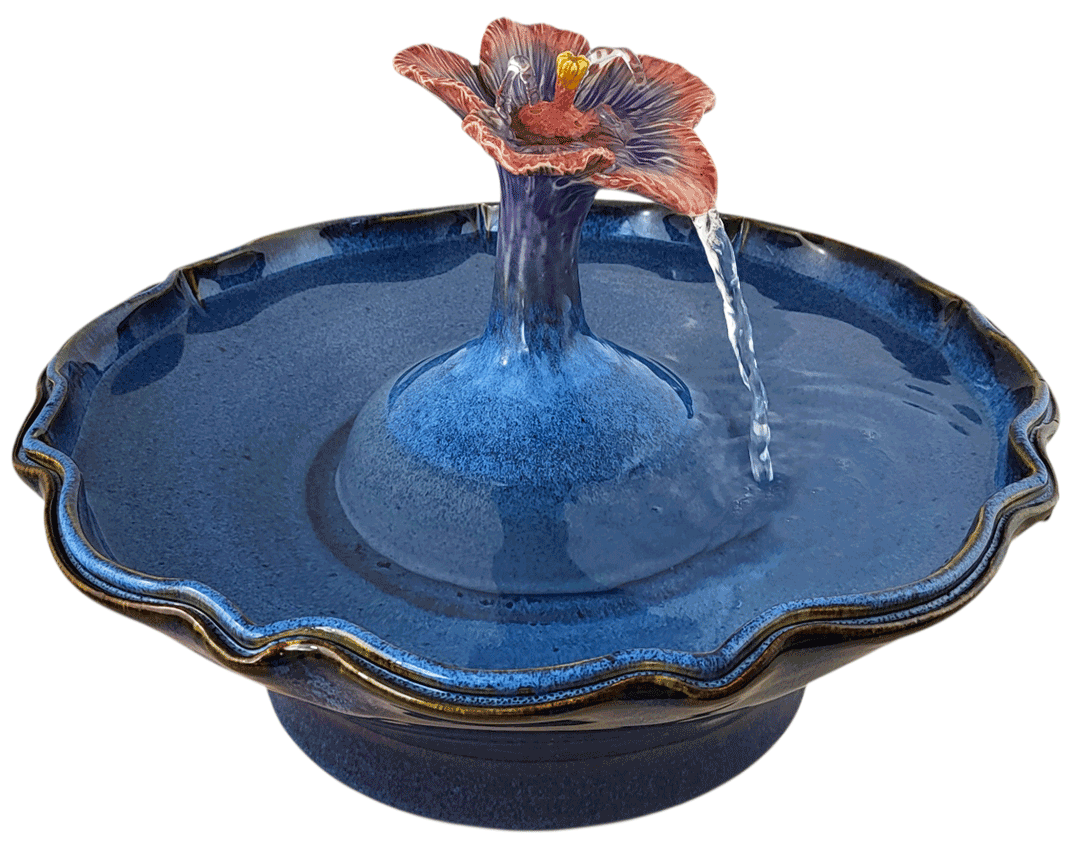 Hibiscus Spray Enhanced Style Ceramic Cat Water Fountain (11 Cup)