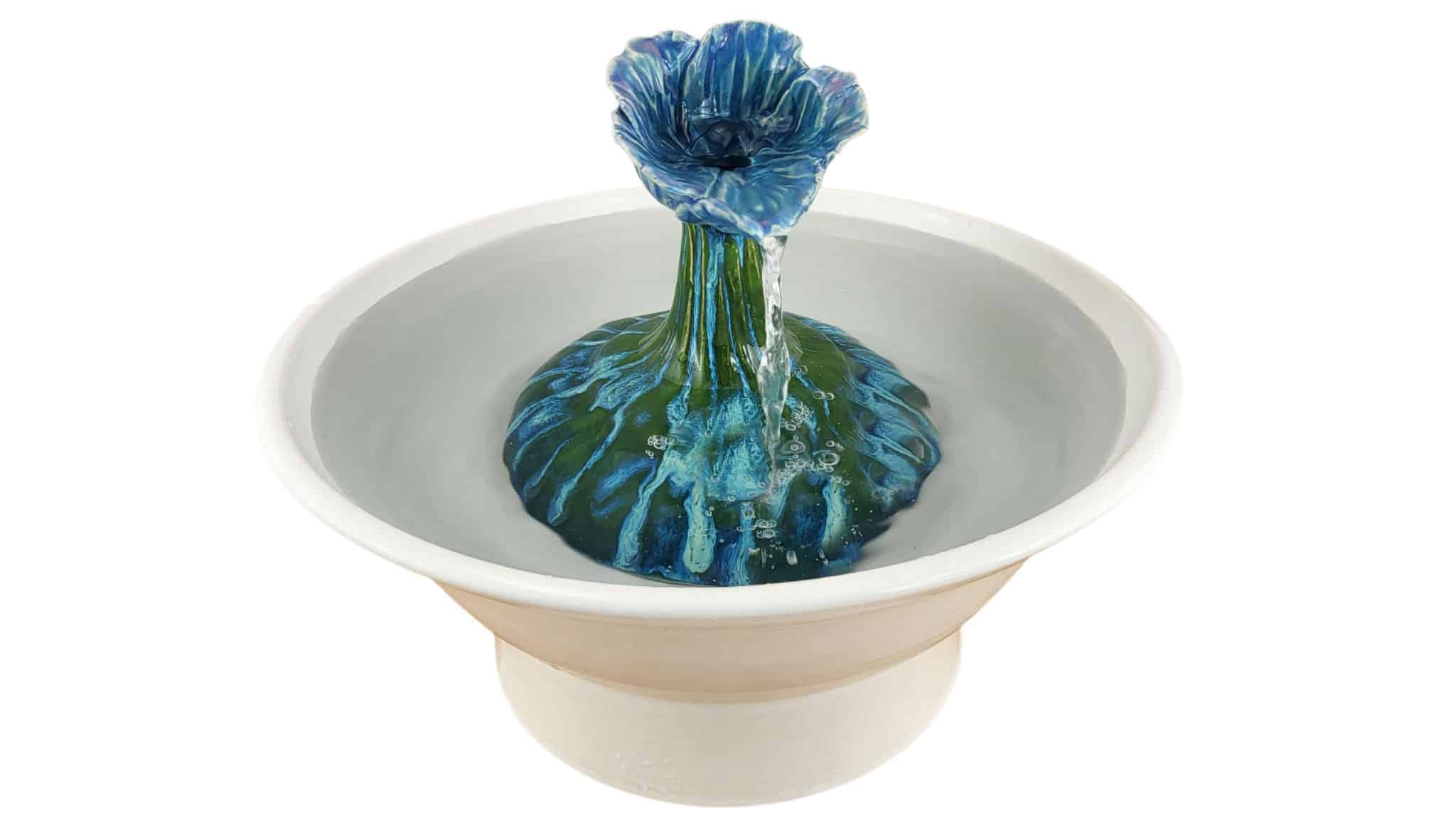 Blue Blossom Enhanced Style Cat Drinking Fountain (9 Cup)